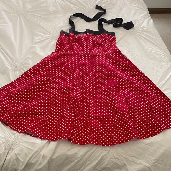 Red Polka Dot Strapless Dress - Picture 2 of 11
